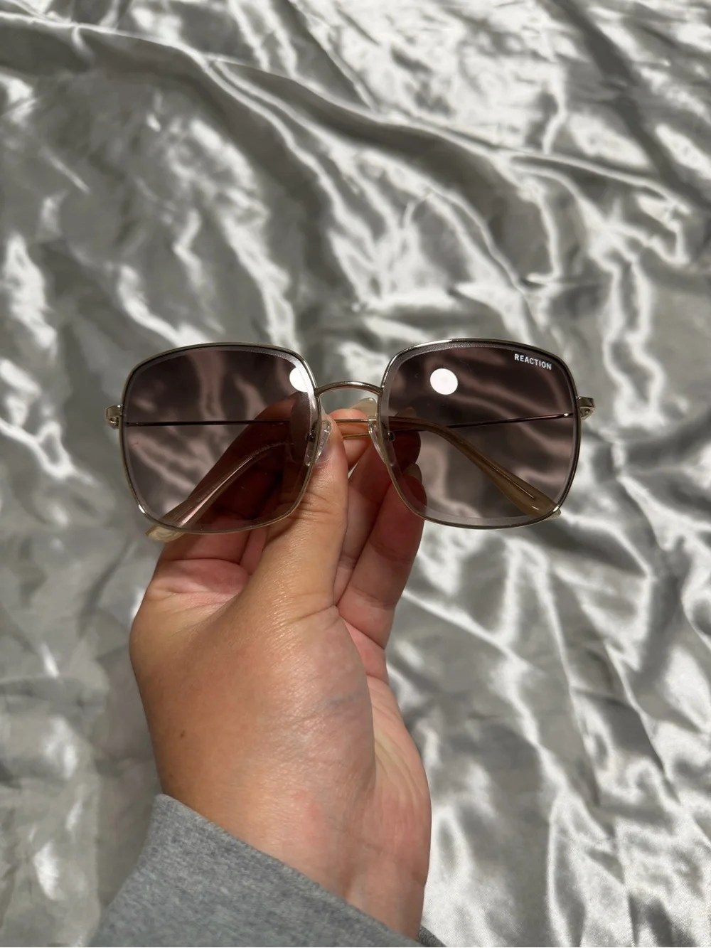 Kenneth Cole Reaction Womens Gold Metal Square Brown Gradient Sunglasses